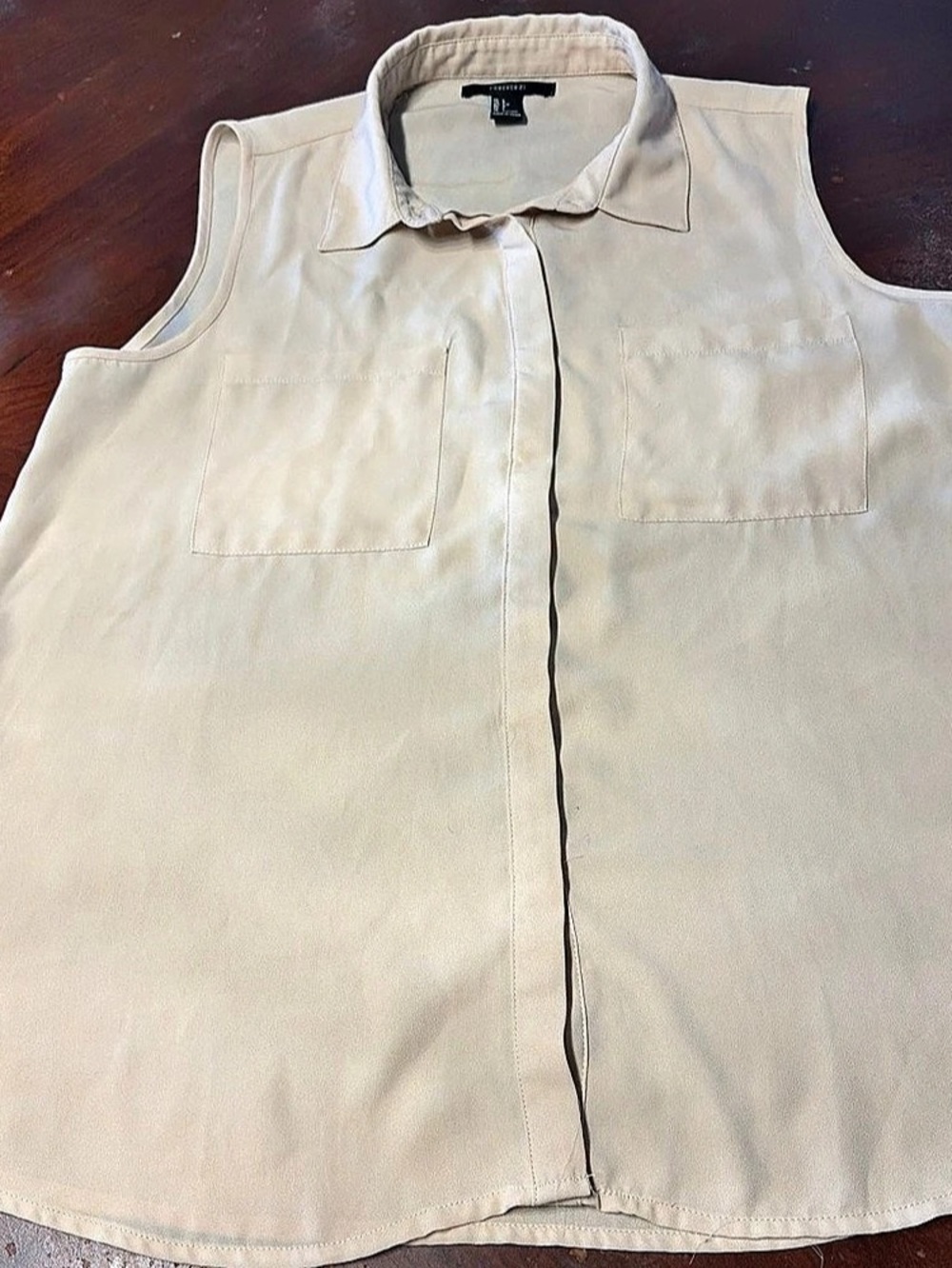 Forever 21 Sleeveless Collared Top in Cream Large Like New